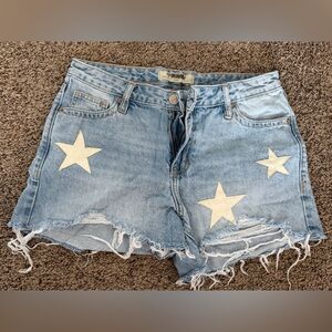 Rock & Roll Cowgirl Light Blue Star Jean Shorts